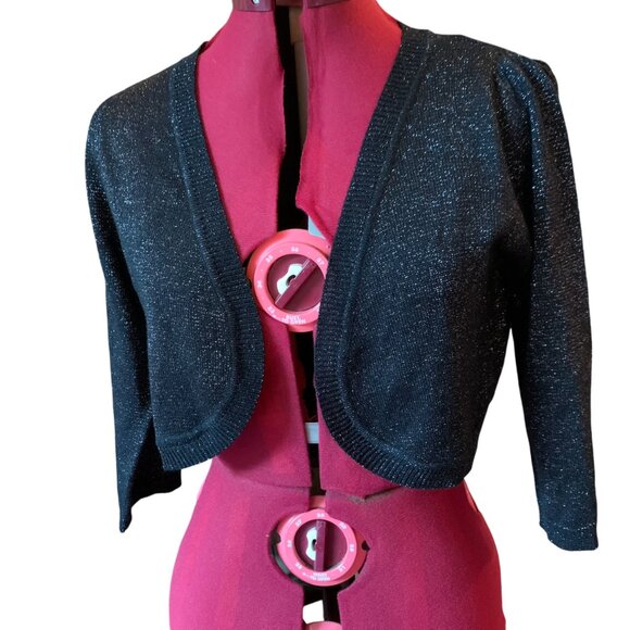 CANDY COUTURE - Black Glitter Bolero - Shrugs open rounded front -  XL - Picture 1 of 8